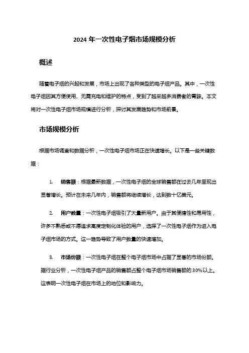2024年一次性电子烟市场规模分析