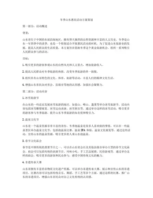 冬季山东惠民活动方案策划