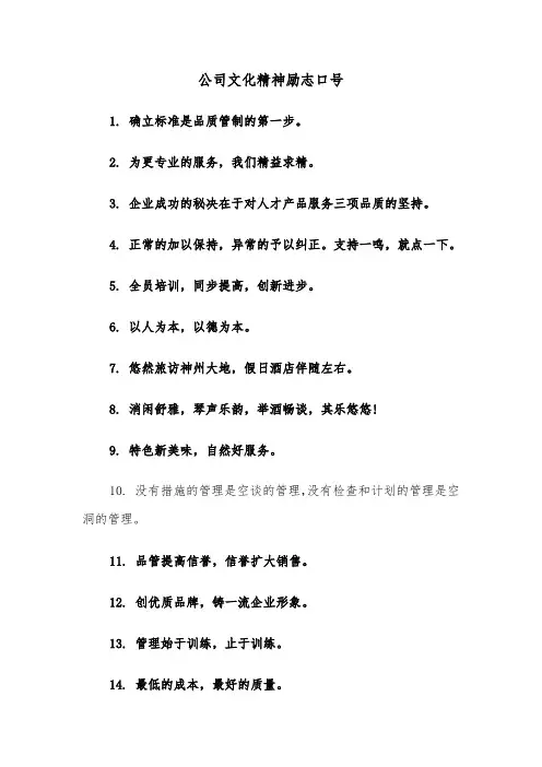 公司文化精神励志口号（2篇）