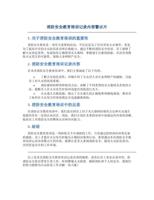 消防安全教育培训记录内容警示片