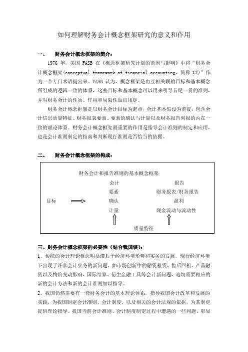 如何理解财务会计概念框架研究的意义和作用