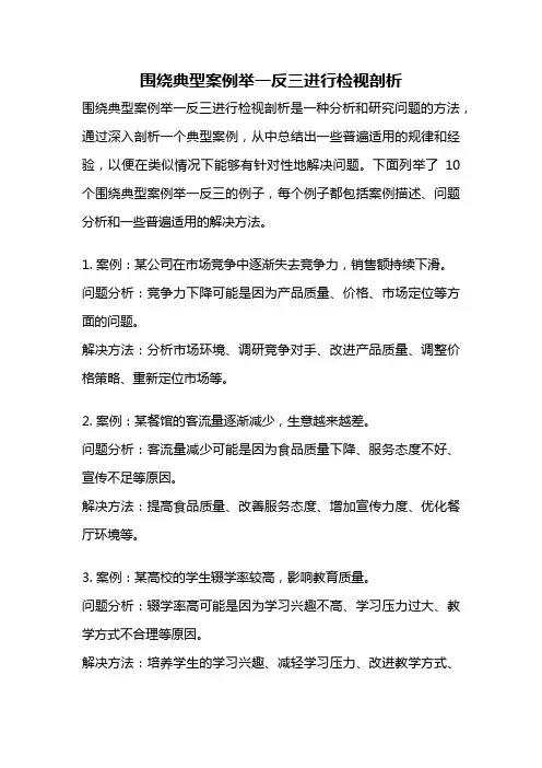 围绕典型案例举一反三进行检视剖析