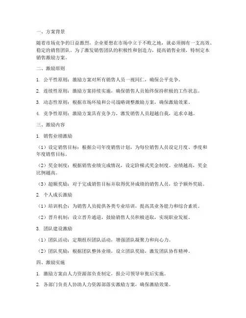 销售激励人的方案范文