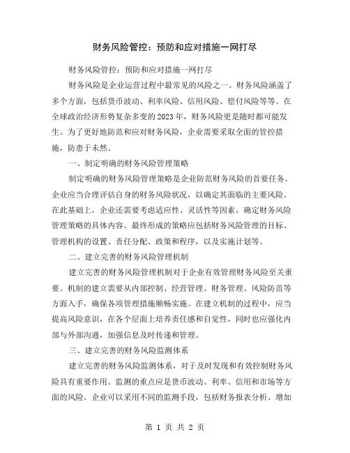 财务风险管控：预防和应对措施一网打尽