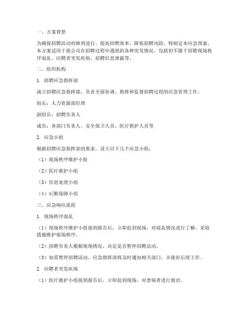 招聘过程应急预案方案范文