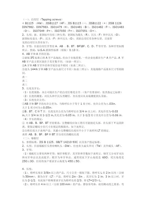 紧固件基础知识