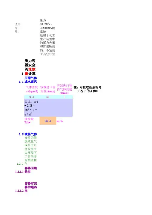 安全阀排放能力计算