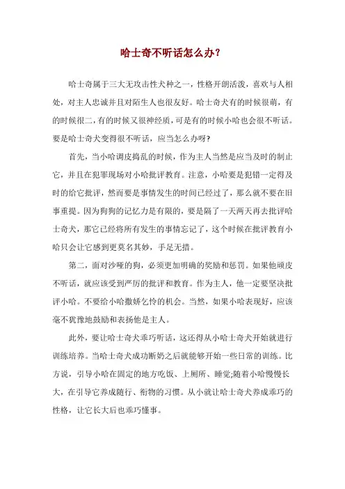 哈士奇不听话怎么办？