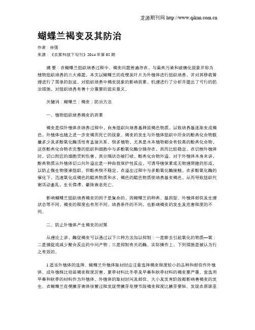 蝴蝶兰褐变及其防治
