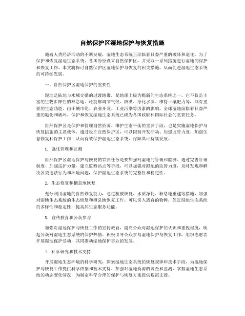 自然保护区湿地保护与恢复措施
