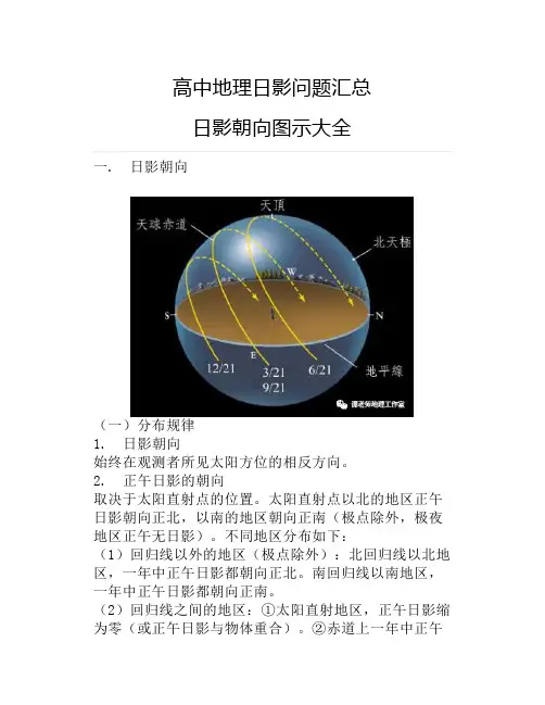 高中地理日影问题汇总,日影朝向图示大全