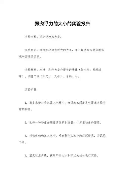 探究浮力的大小的实验报告