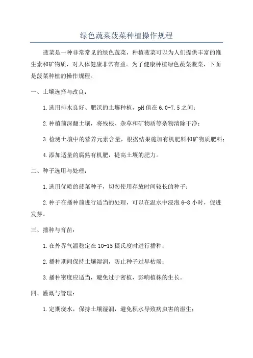 绿色蔬菜菠菜种植操作规程