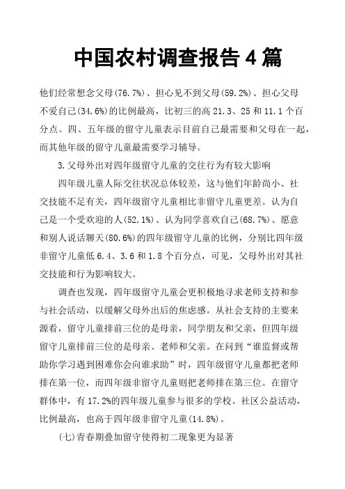 中国农村调查报告4篇