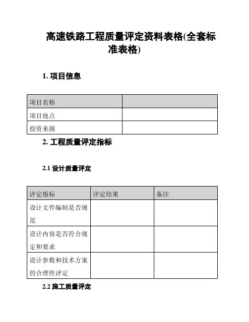 高速铁路工程质量评定资料表格(全套标准表格)