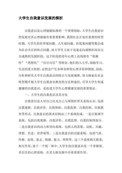 大学生自我意识发展的探析-精品作文