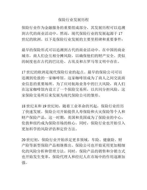 保险行业发展历程