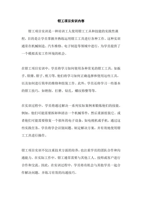 钳工项目实训内容