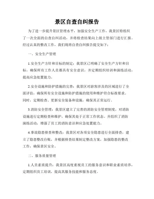 景区自查自纠报告