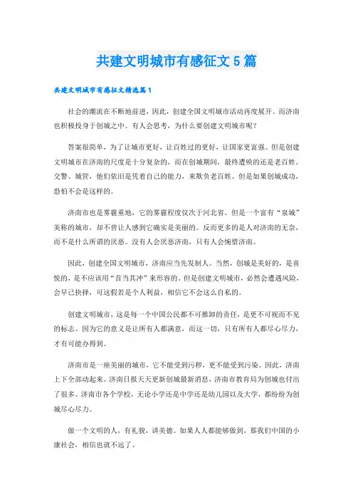 共建文明城市有感征文5篇