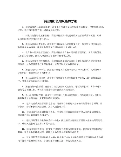 商业银行处理风险的方法