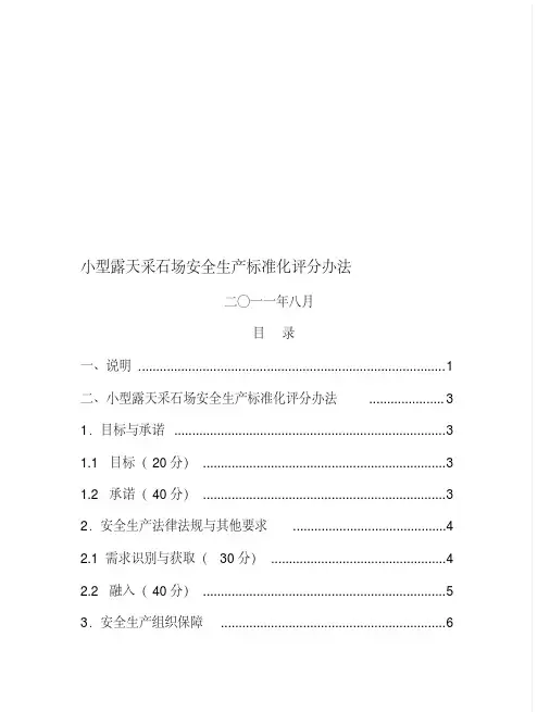 小型露天采石场安全生产标准化评分办法