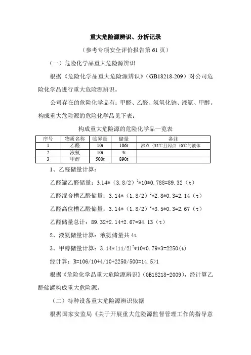 重大危险源辨识与分析