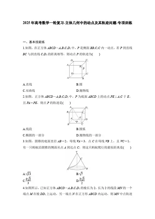 2025年高考数学一轮复习-立体几何中的动点及其轨迹问题-专项训练【含答案】