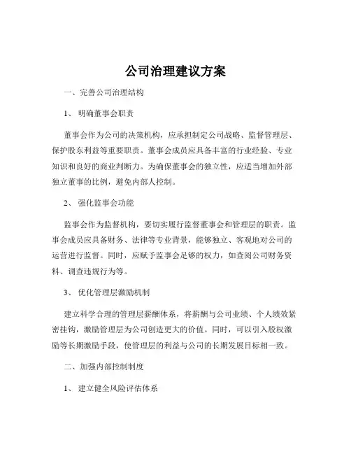 公司治理建议方案