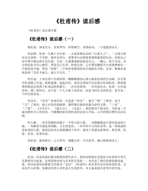 《杜甫传》读后感