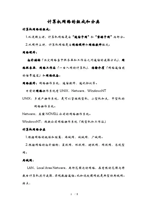 计算机网络的组成和分类
