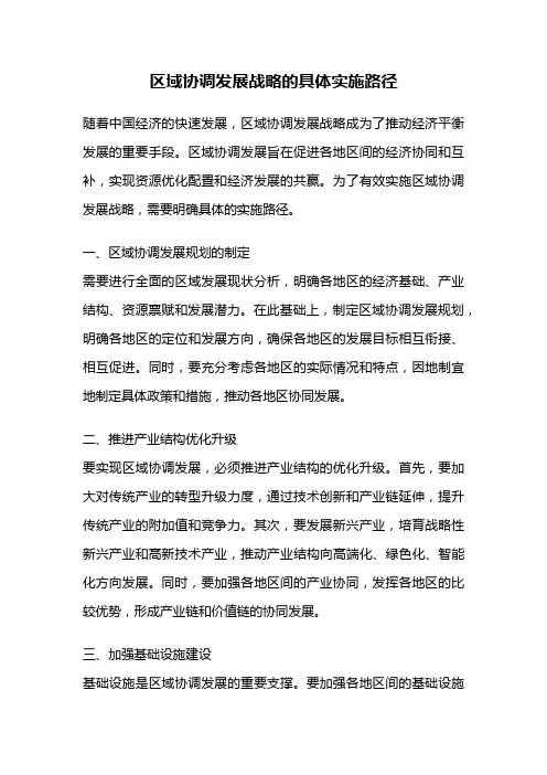 区域协调发展战略的具体实施路径
