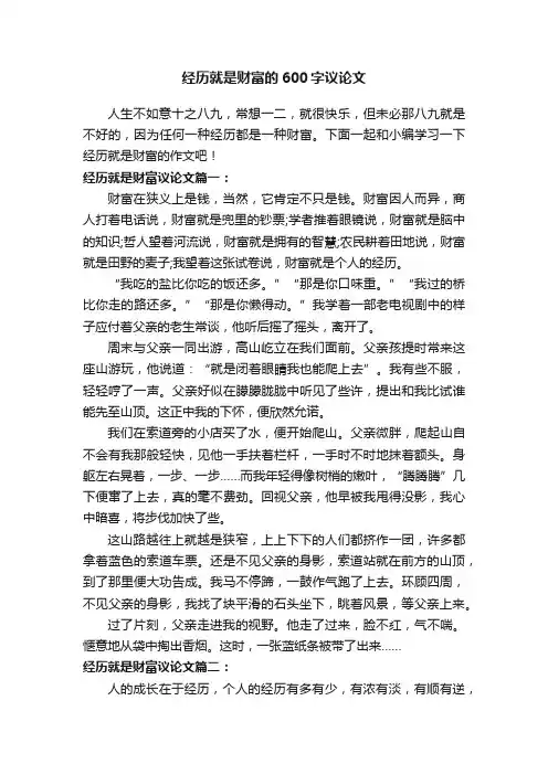 经历就是财富的600字议论文