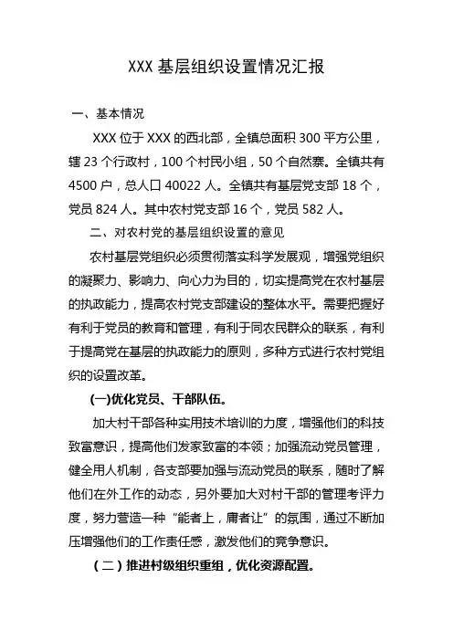 基层组织设置情况汇报