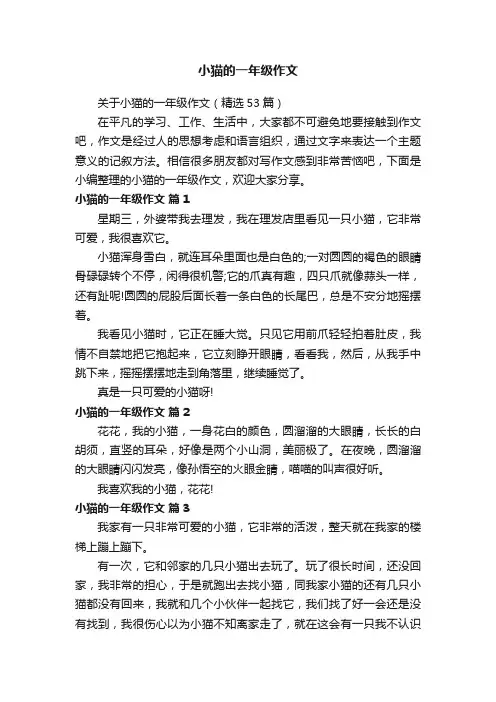关于小猫的一年级作文（精选53篇）