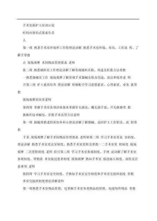 手术室新护士培训计划表