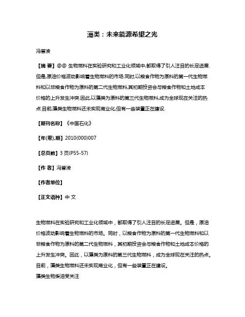 藻类:未来能源希望之光