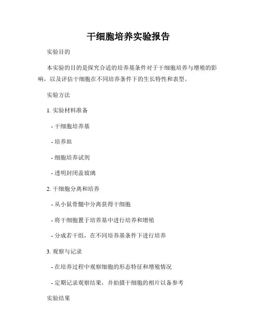 干细胞培养实验报告