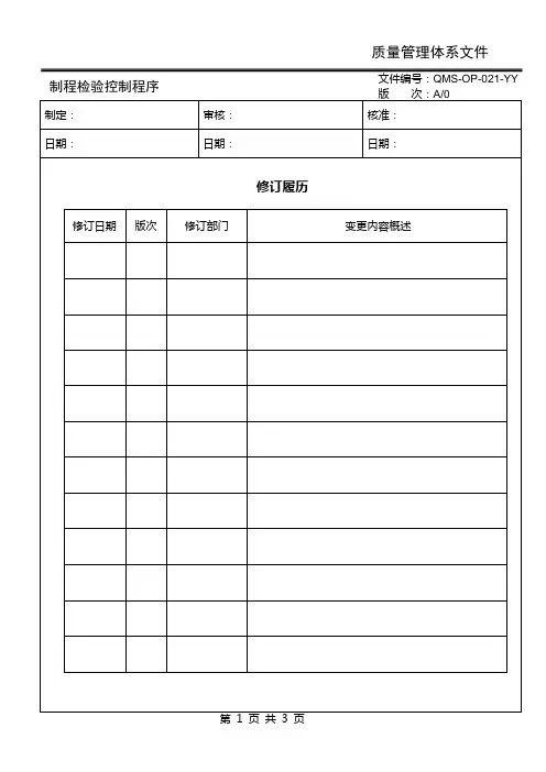 QMS-OP-021 制程检验控制程序