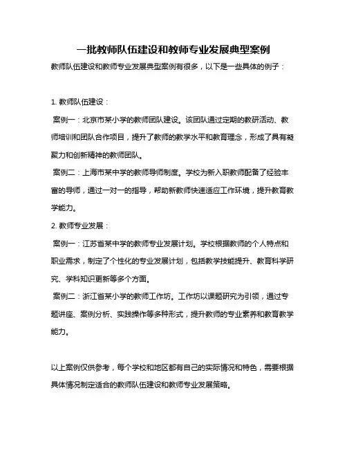 一批教师队伍建设和教师专业发展典型案例