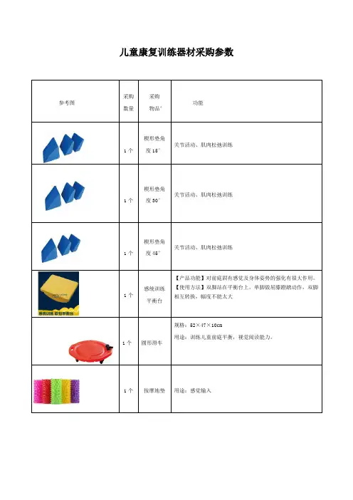 儿童康复训练器材采购参数