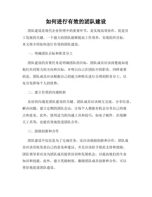 如何进行有效的团队建设
