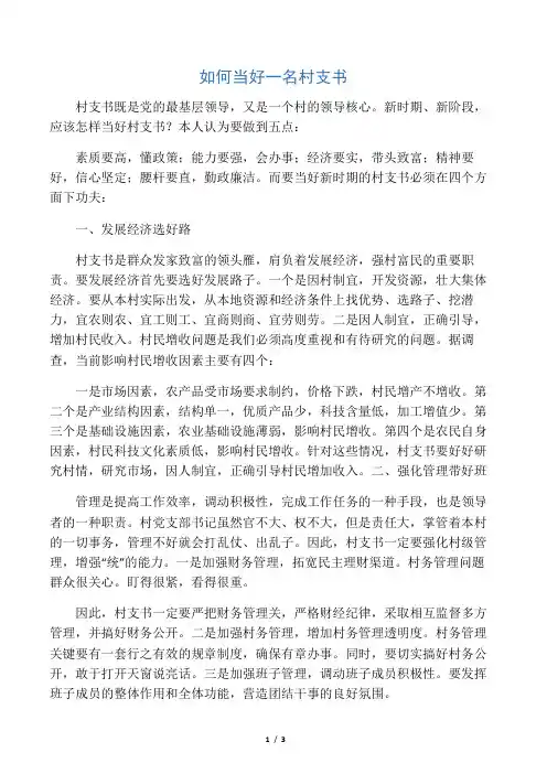如何当好一名村支书