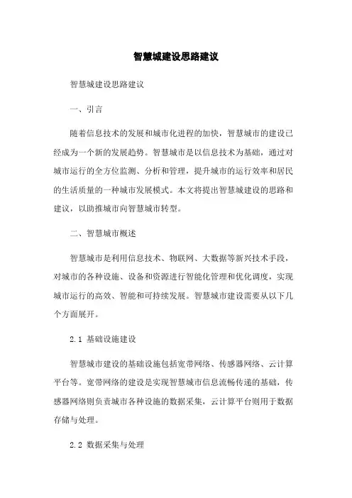 智慧城建设思路建议