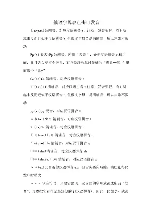 俄语字母表点击可发音