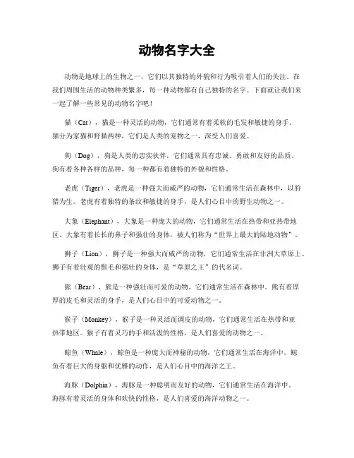 动物名字大全