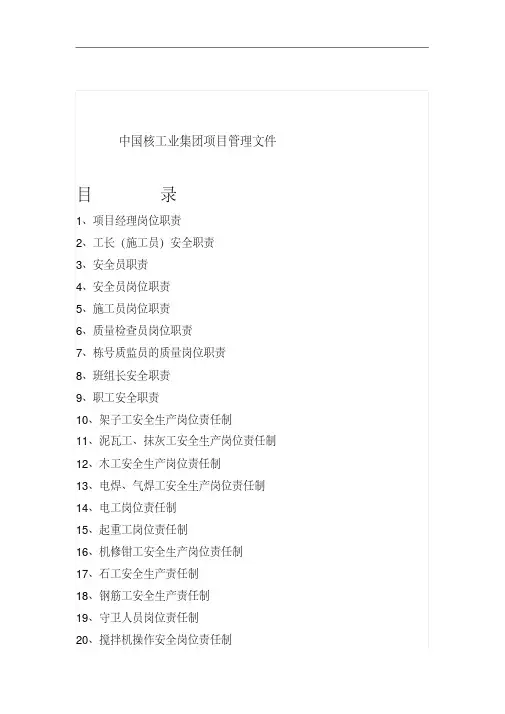 中国核工业集团的项目管理文件[资料]