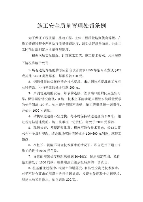 施工质量管理处罚条例
