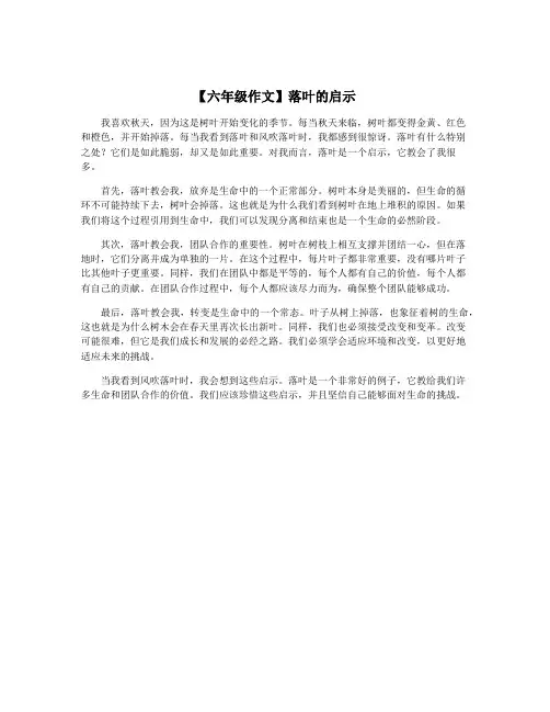 【六年级作文】落叶的启示