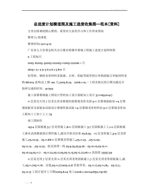 总进度计划横道图及施工进度收集图--范本[资料]